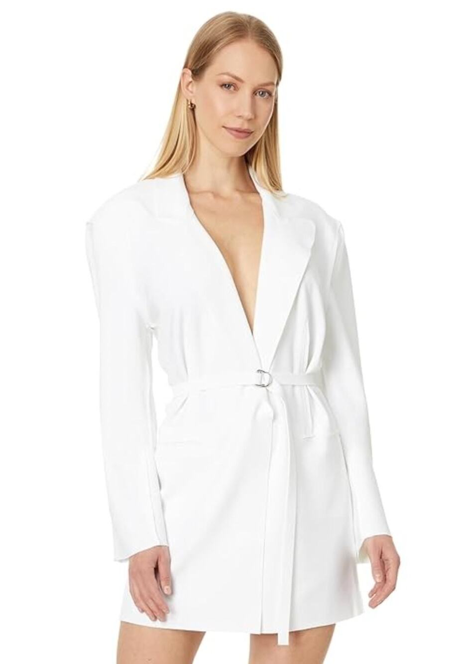NORMA KAMALI Women's Easy Fit Sack Mini Dress Medium 38 Snow White Blazer NWT